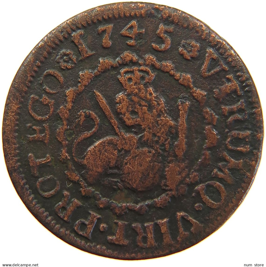 SPAIN 2 MARAVEDIS 1745 FELIPE V. (1700-1746) #MA 059632 - First Minting