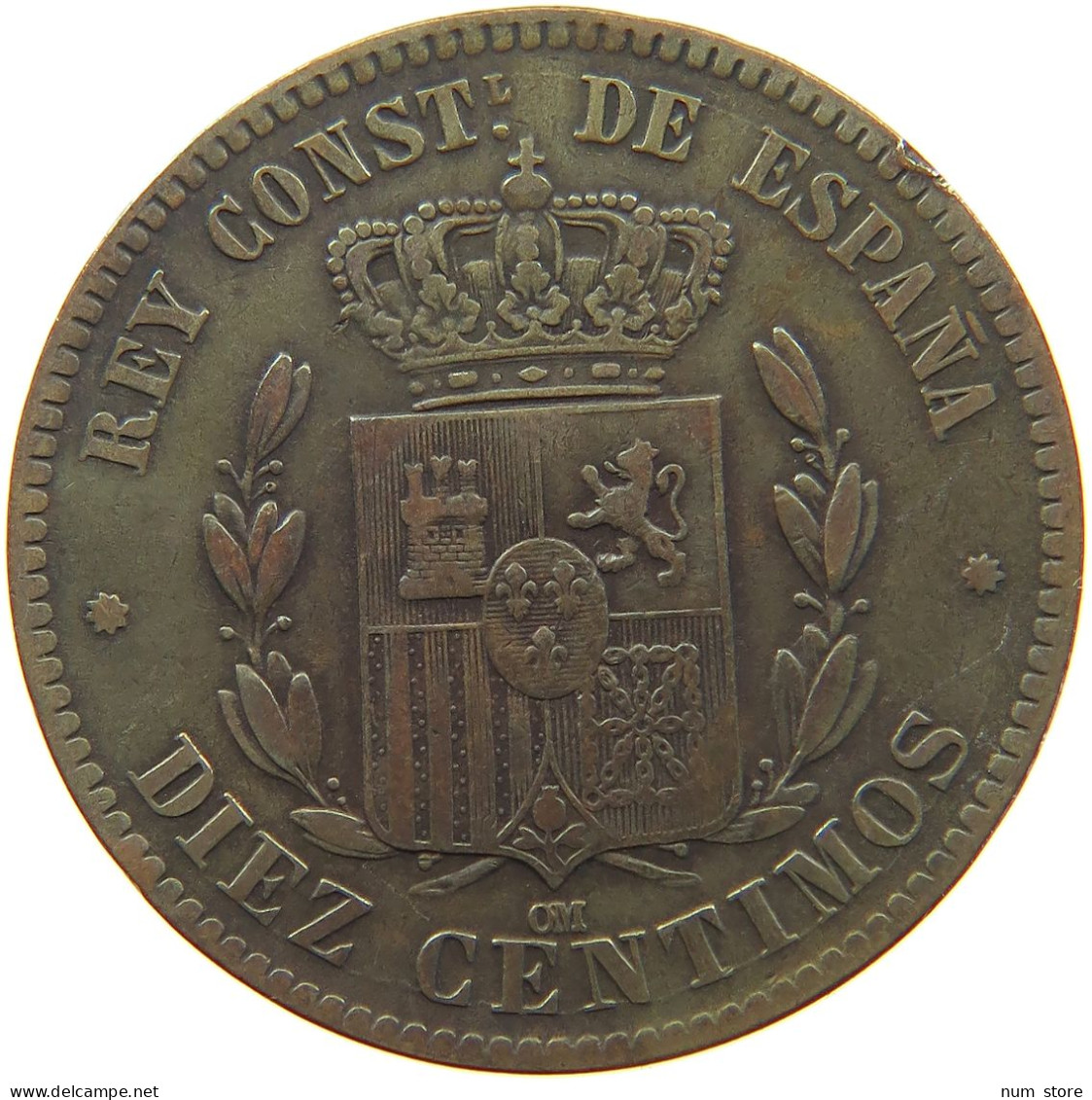 SPAIN 10 CENTIMOS 1878 ALFONSO XII. (1874 - 1885) #MA 065657 - First Minting