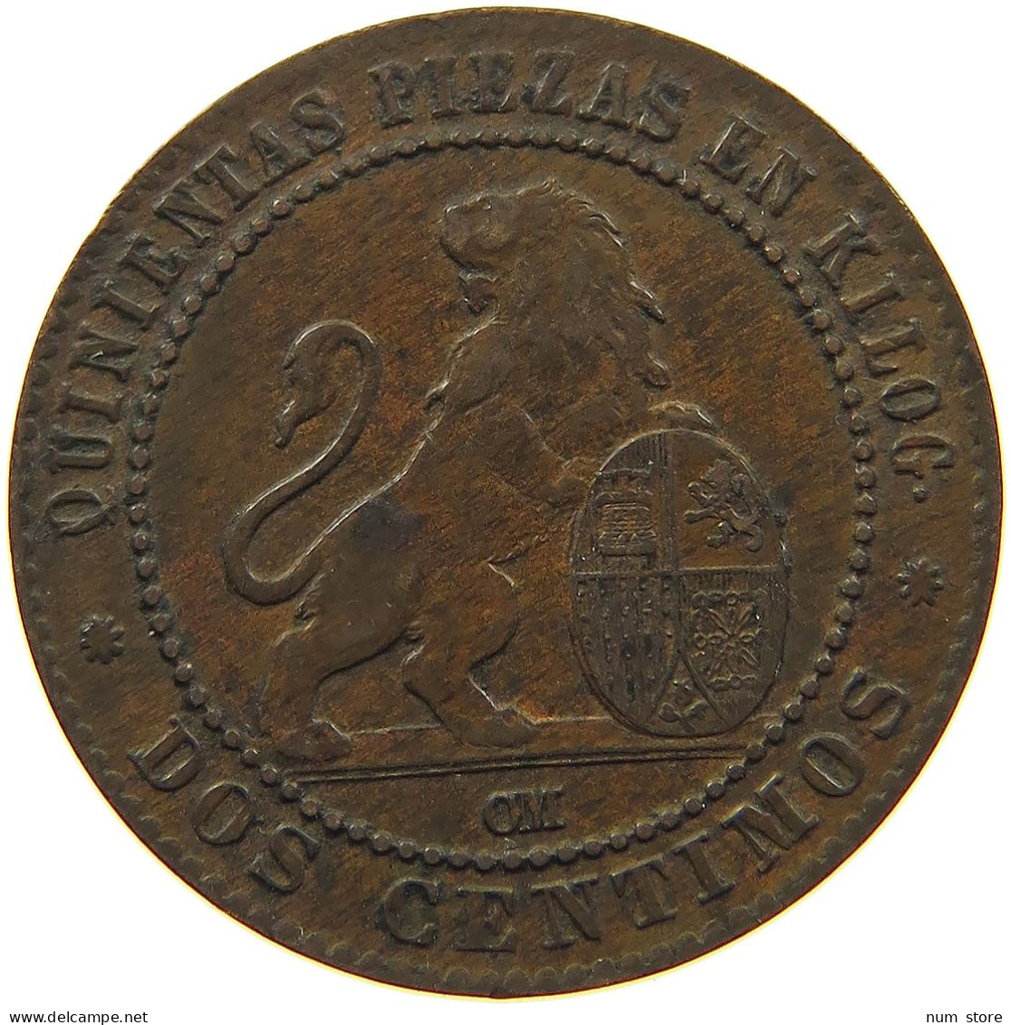 SPAIN 2 CENTIMOS 1870 PROVISIONAL GOVERNMENT #MA 100820 - First Minting