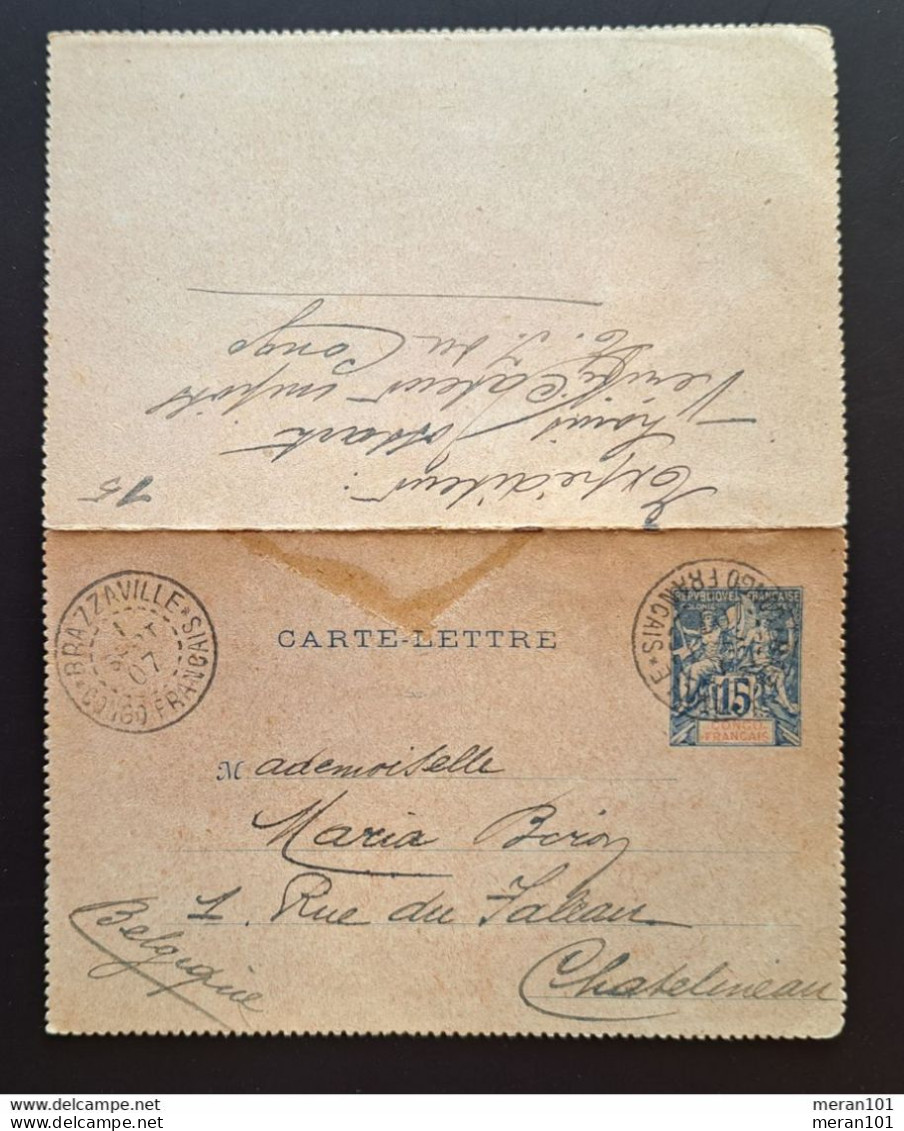 Französisch Kongo 1907, Carte-Tettere BRAZZAVILLE - Briefe U. Dokumente