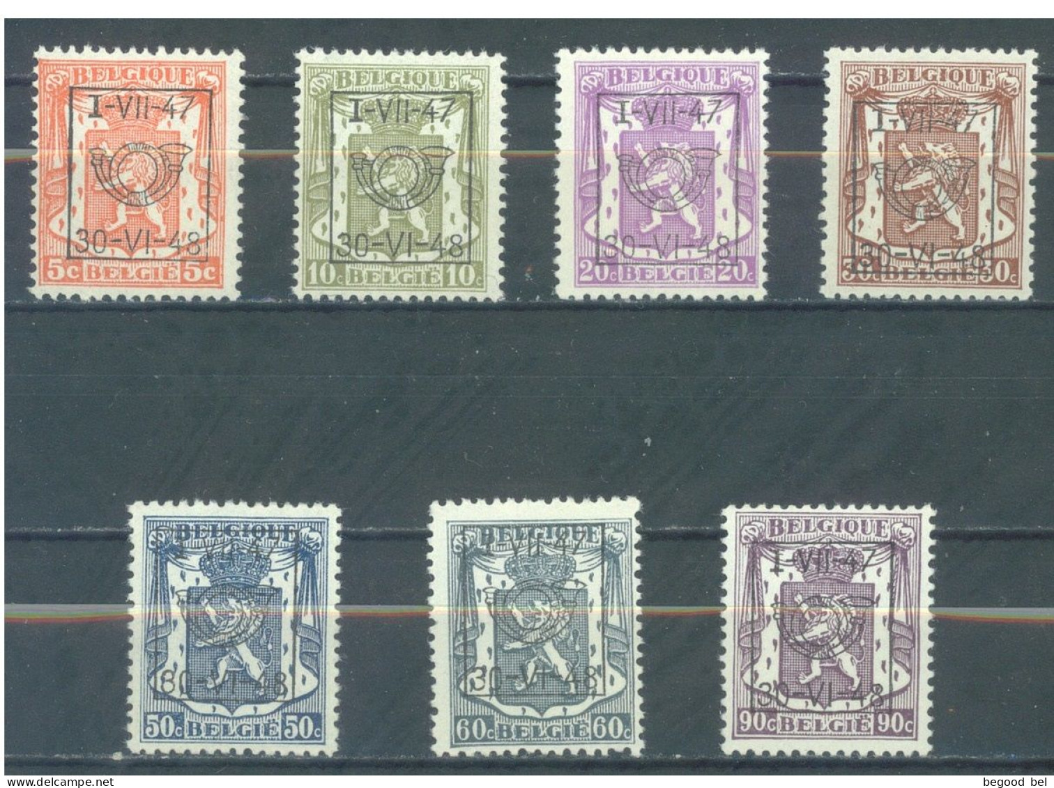 BELGIUM - I-VII-1947 30-VI-1948 - MNH/*** LUXE  - STAATSWAPPEN PETIT SCEAU DE L'ETAT -  COB PRE567-573 - Lot 25923 - Typos 1936-51 (Petit Sceau)