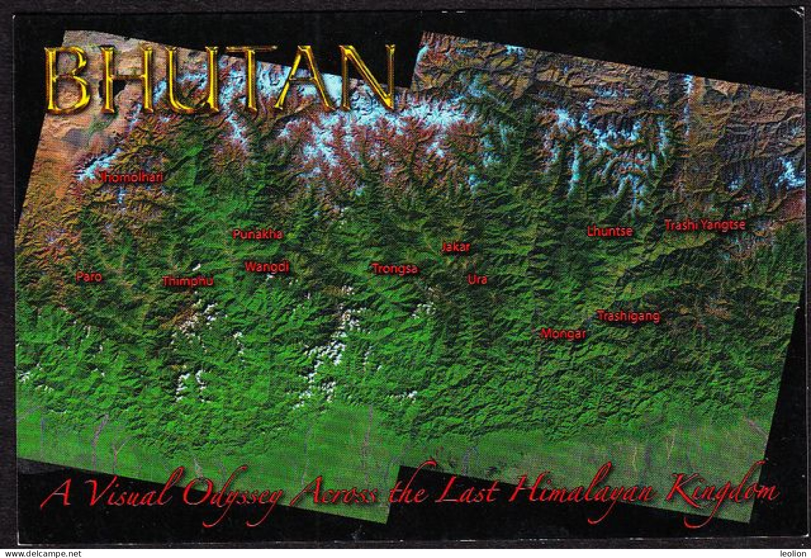 BHUTAN Map Of Bhutan From Space  NASA Landsat Friendly Planet Picture Postcard BHOUTAN - Bután