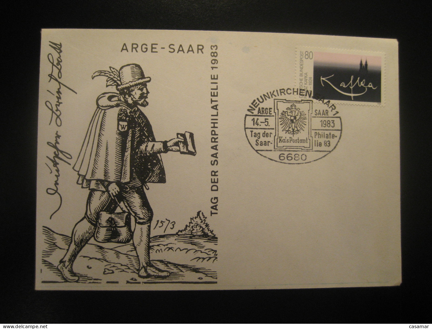 NEUNKIRCHEN Saar 1983 Coat Of Arm Heraldry Saarlie Cancel Cover Franz Kafka Literature Novelist Stamp GERMANY Sarre - Omslagen