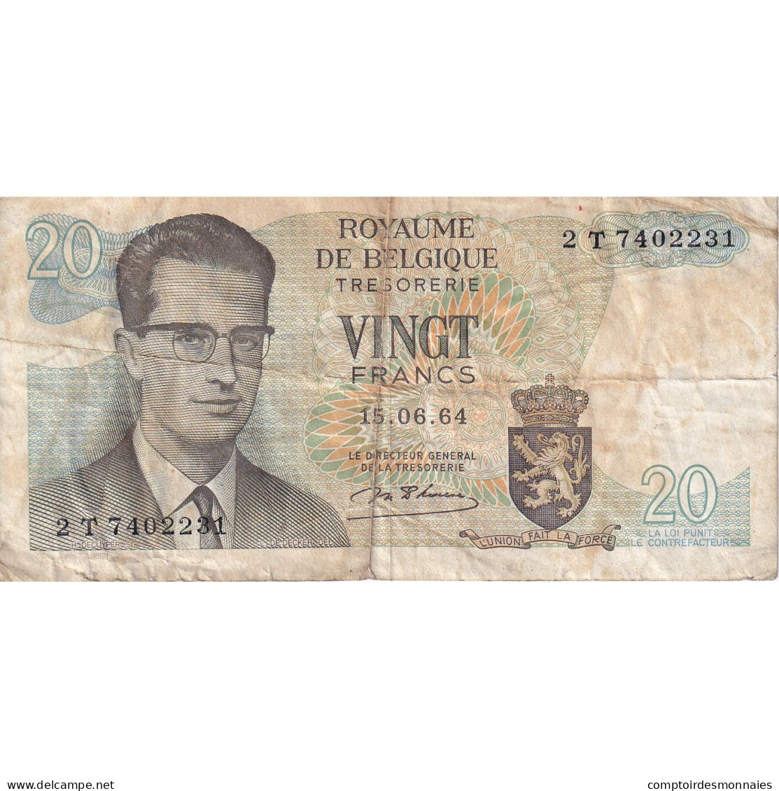 Belgique, 20 Francs, 1964, 1964-06-15, KM:138, TB - 20 Franchi