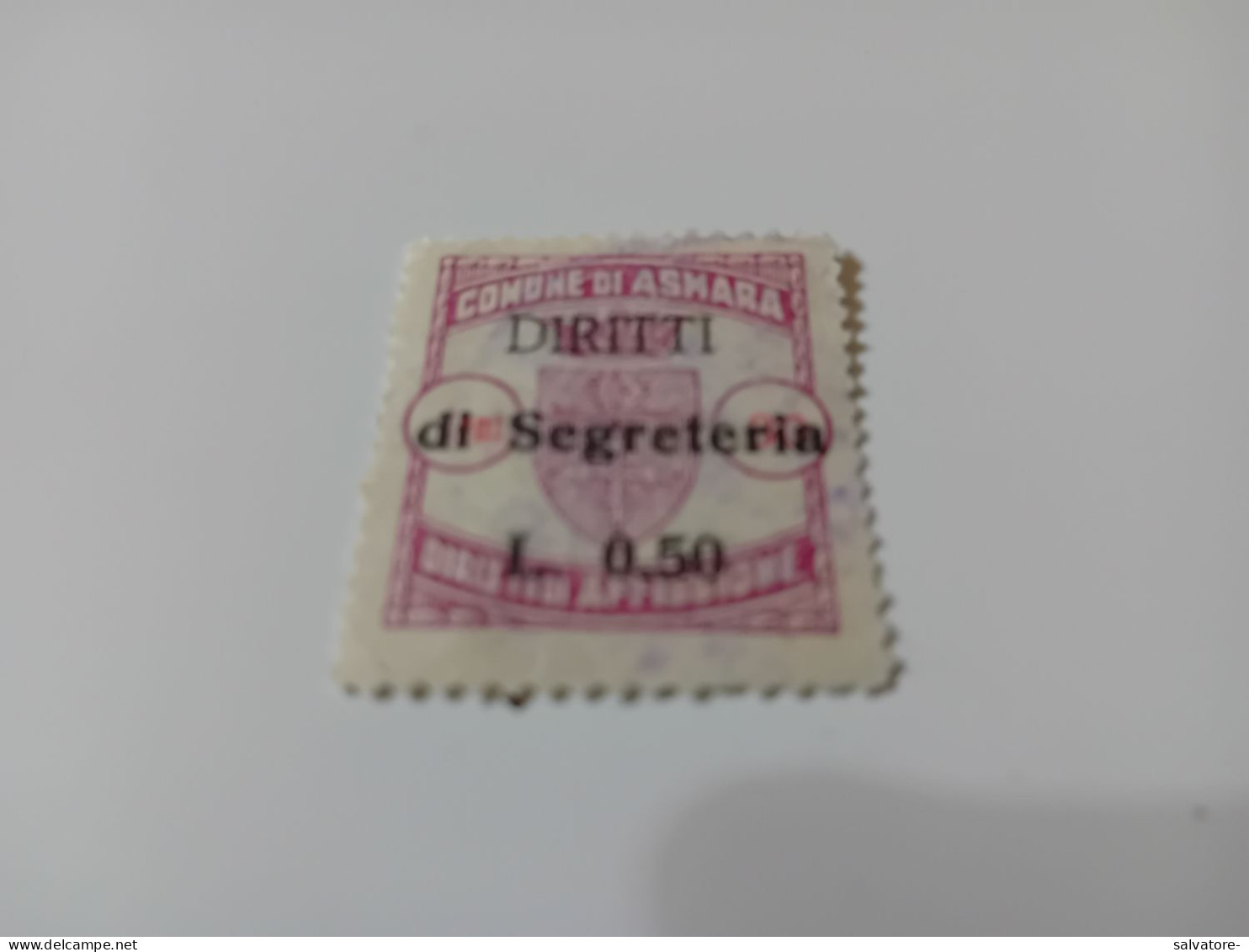 MARCA DA BOLLO COMUNE DI ASMARA- REGNO - - Revenue Stamps