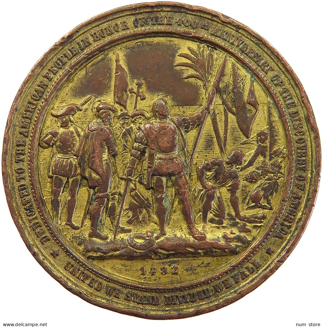 USA MEDAL 1892 400TH ANNIVERSARY OF THE DISCOVERY OF AMERICA #MA 103761 - Andere & Zonder Classificatie