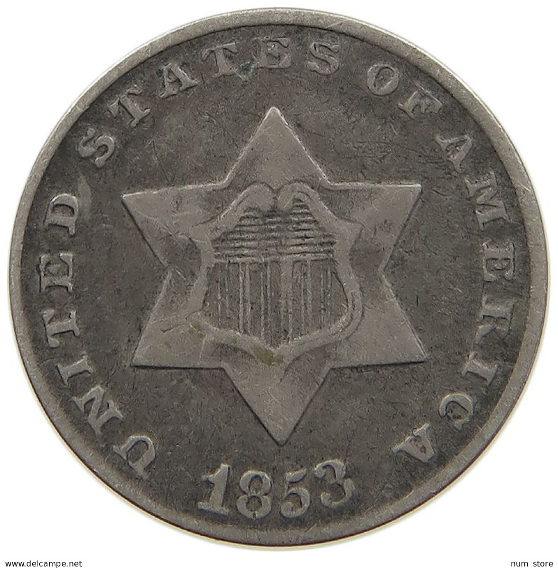 USA 3 CENTS 1853  #MA 021568 - 2, 3 & 20 Cents