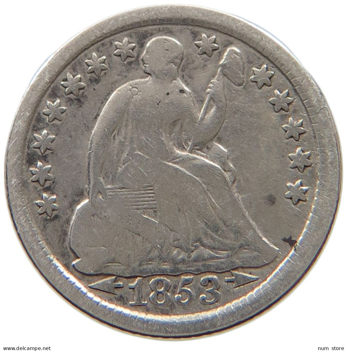 USA 1/2 DIME 1853  #MA 001255 - 1837-1891: Seated Liberty