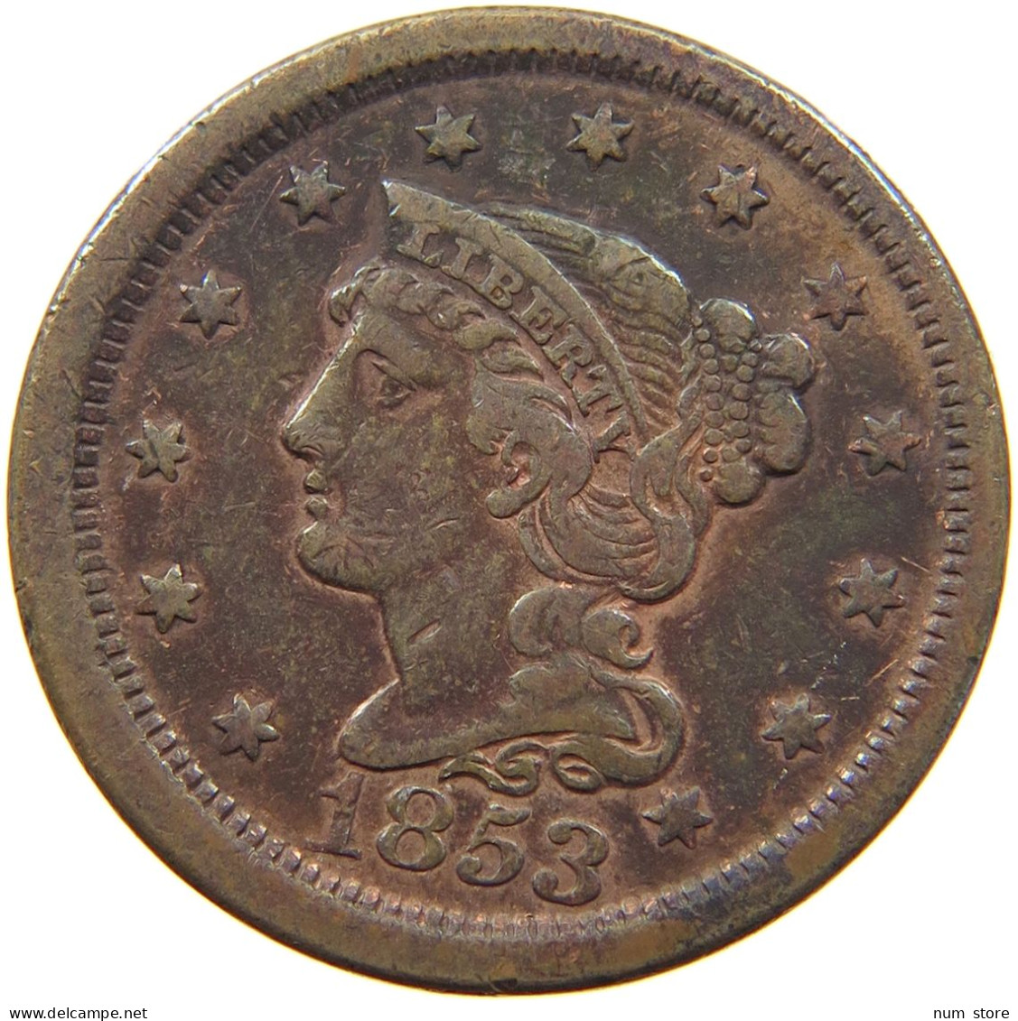 USA 1 CENT 1853  #MA 001705 - 1840-1857: Braided Hair