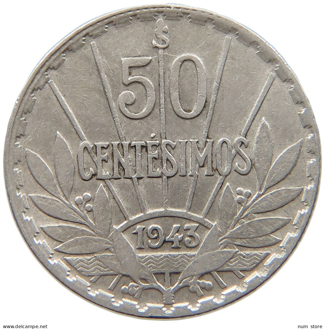 URUGUAY 50 CENTESIMOS 1943  #MA 025962 - Uruguay