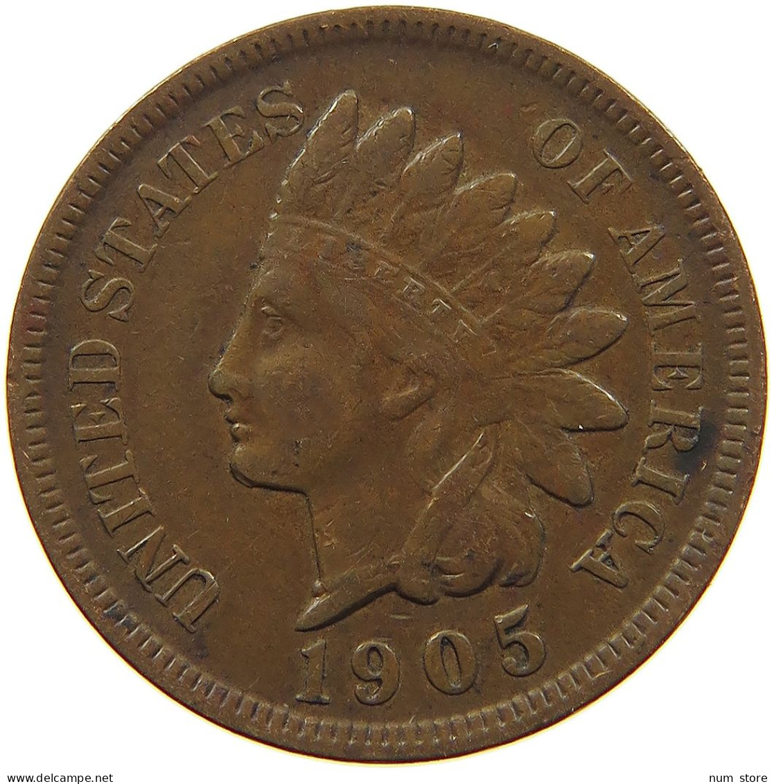 UNITED STATES OF AMERICA CENT 1905 INDIAN HEAD #MA 100791 - 1859-1909: Indian Head