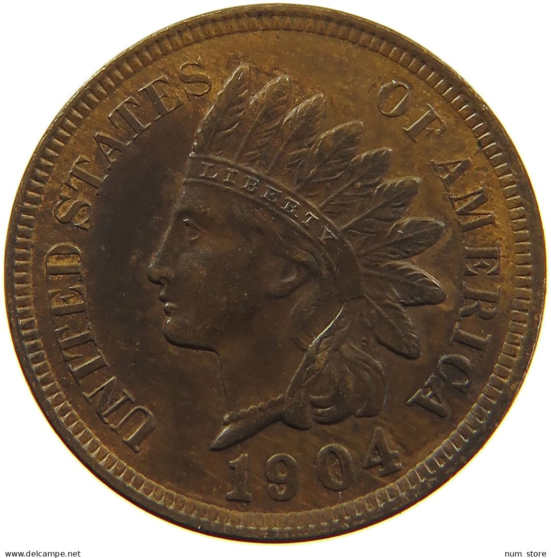 UNITED STATES OF AMERICA CENT 1904 INDIAN HEAD #MA 103875 - 1859-1909: Indian Head