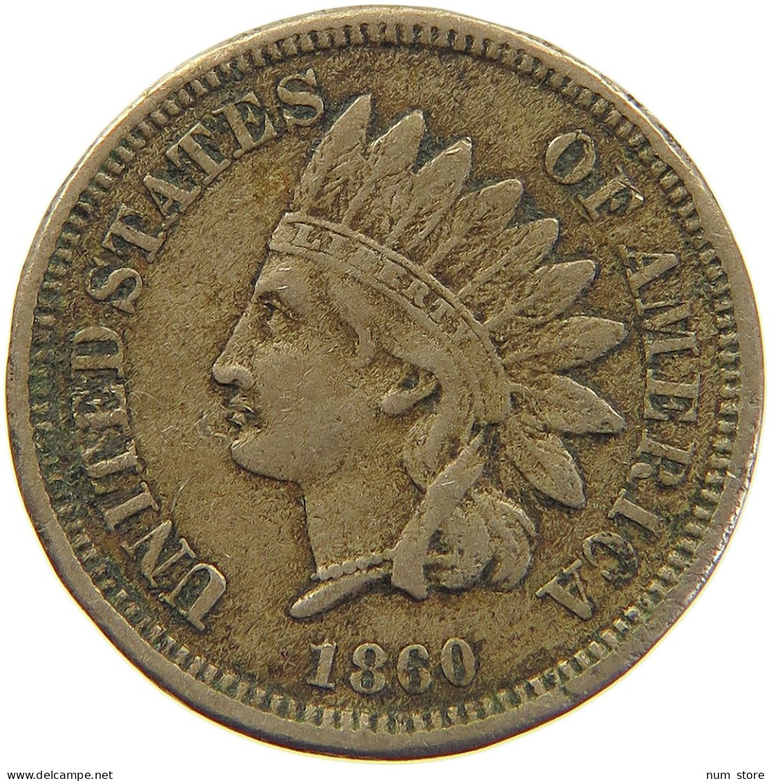 UNITED STATES OF AMERICA CENT 1860 INDIAN HEAD #MA 104322 - 1859-1909: Indian Head