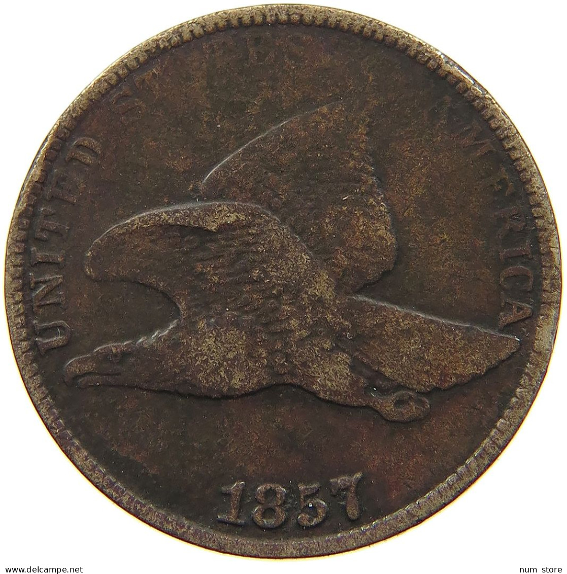 UNITED STATES OF AMERICA CENT 1857 FLYING EAGLE #MA 100786 - 1856-1858: Flying Eagle (Aquila Volante)