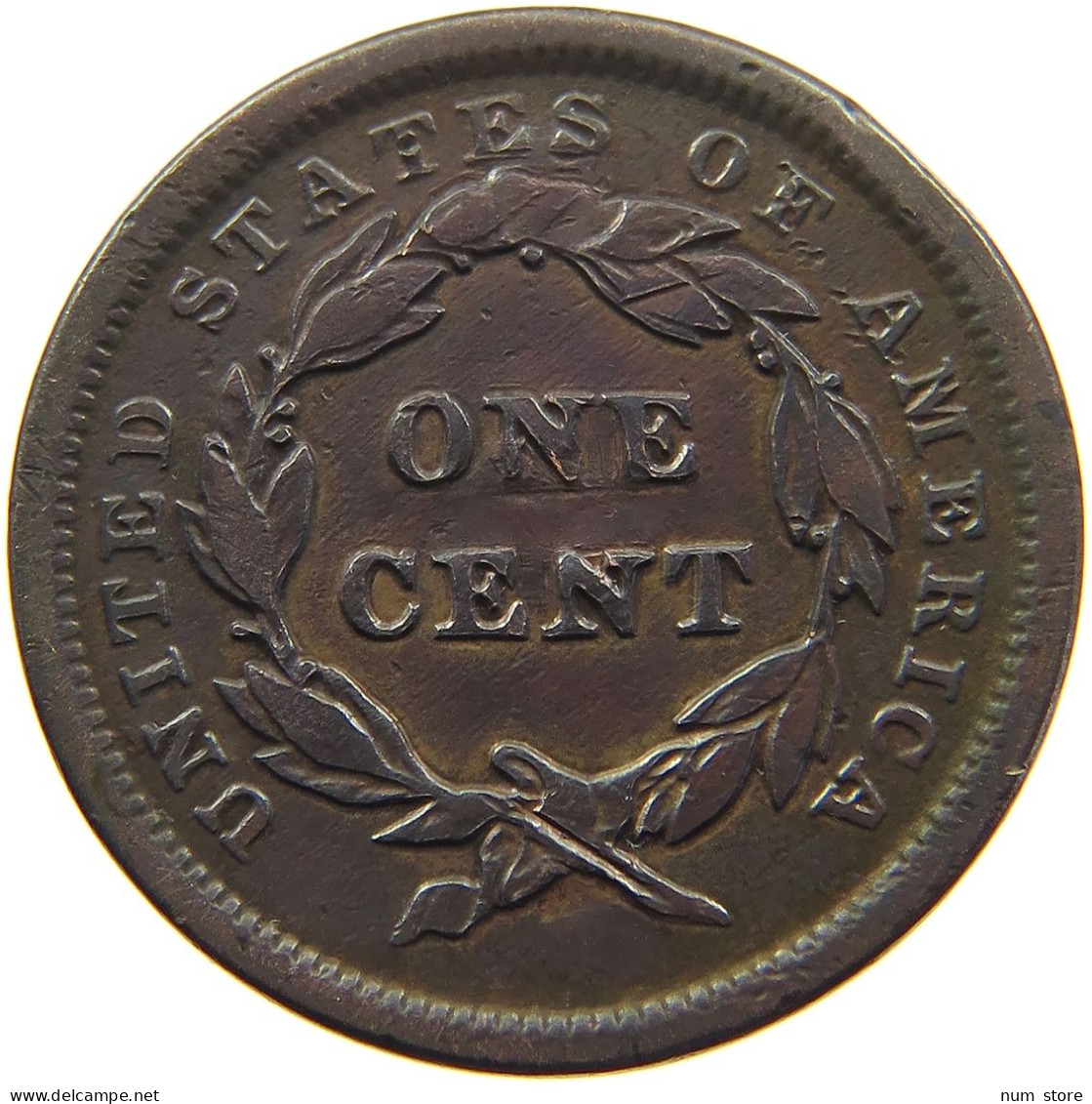 UNITED STATES OF AMERICA CENT 1845 BRAIDED HAIR (1840-1857) #MA 101923 - 1840-1857: Braided Hair