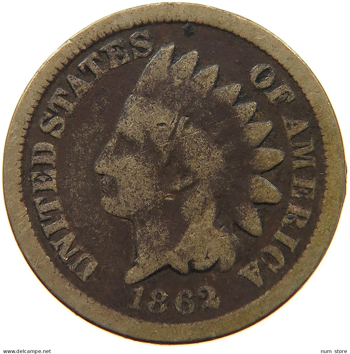 UNITED STATES OF AMERICA CENT 1862 INDIAN HEAD #MA 100795 - 1859-1909: Indian Head