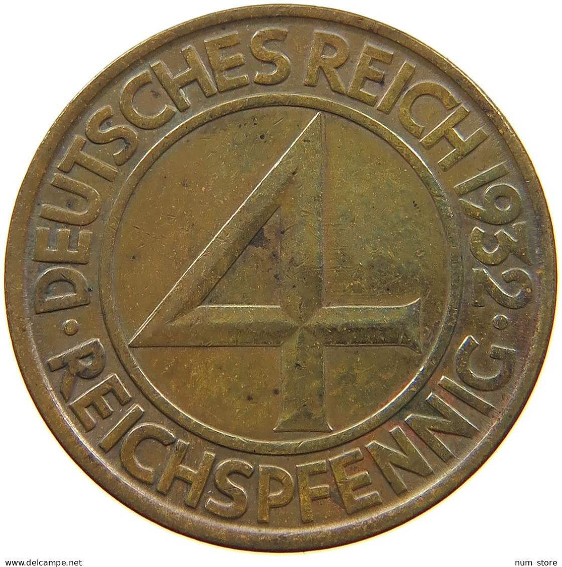 WEIMARER REPUBLIK 4 PFENNIG 1932 A  #MA 021764 - 4 Reichspfennig