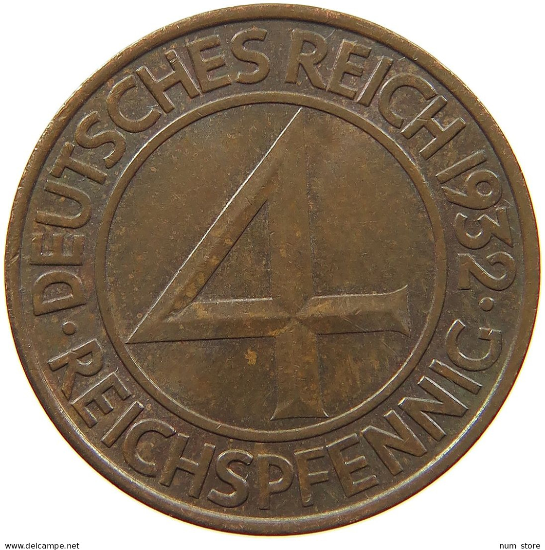 WEIMARER REPUBLIK 4 PFENNIG 1932 A  #MA 099911 - 4 Reichspfennig