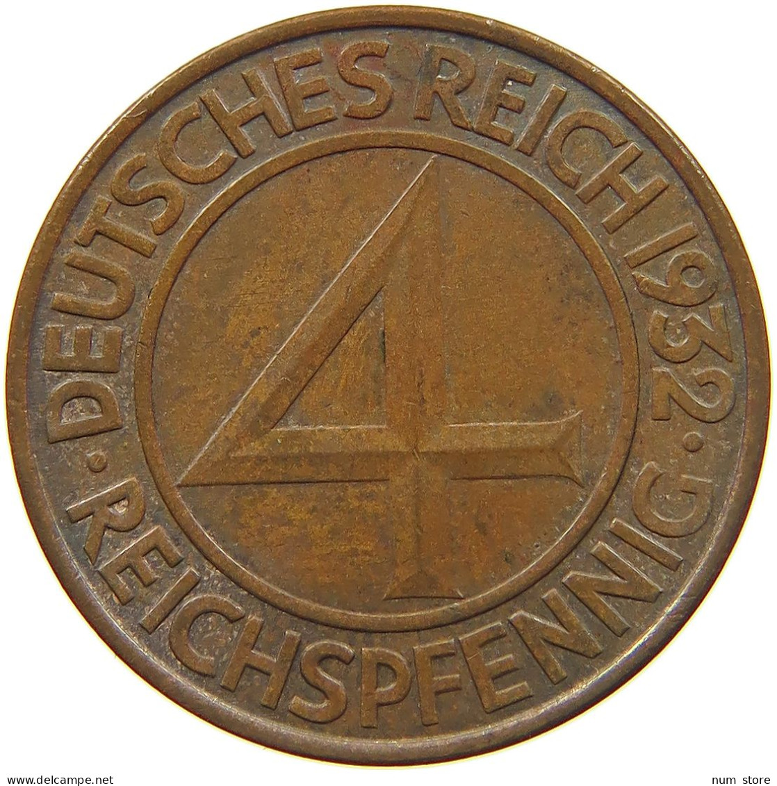 WEIMARER REPUBLIK 4 PFENNIG 1932 A  #MA 022458 - 4 Reichspfennig