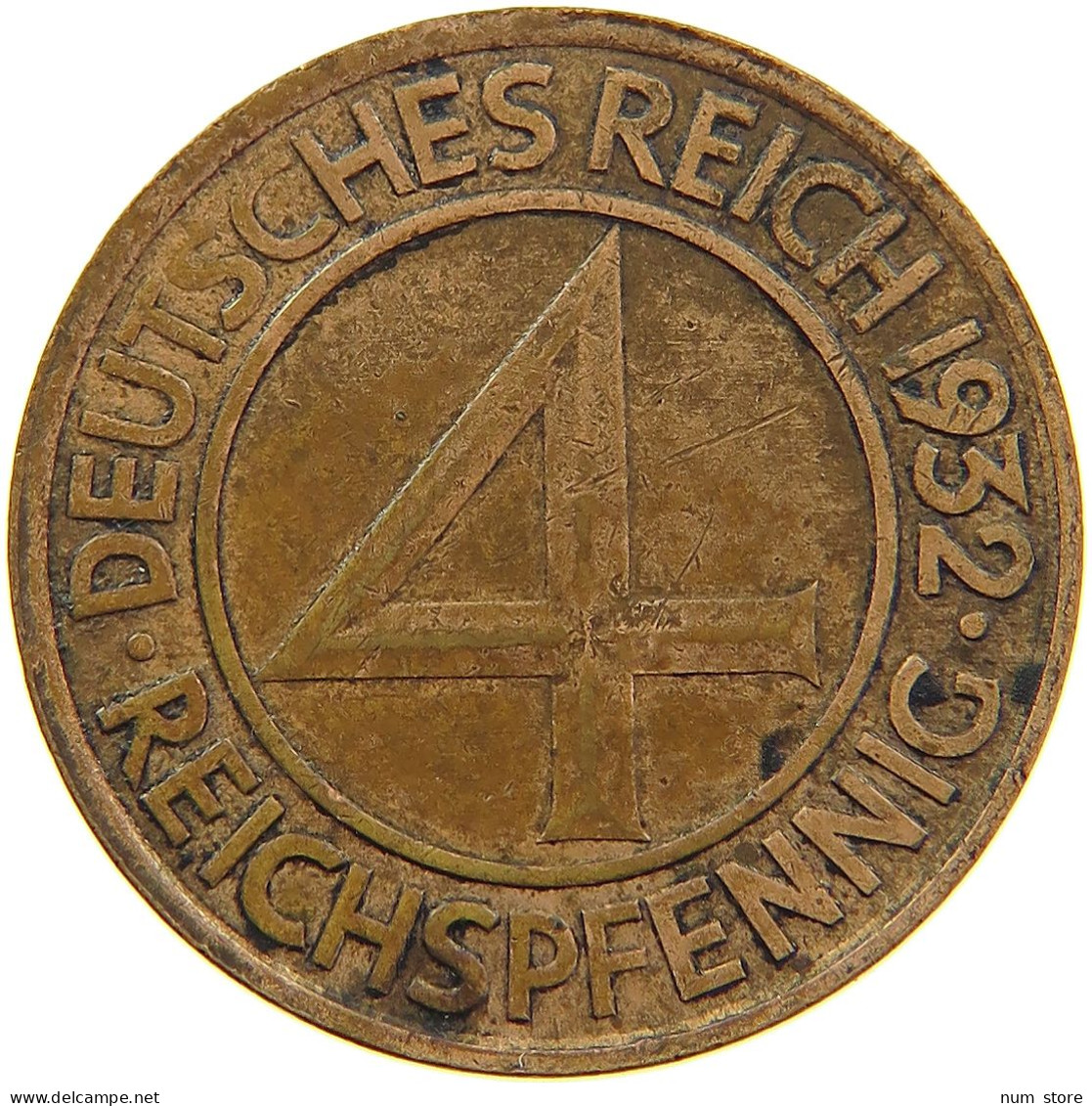 WEIMARER REPUBLIK 4 PFENNIG 1932 A  #MA 104230 - 4 Reichspfennig