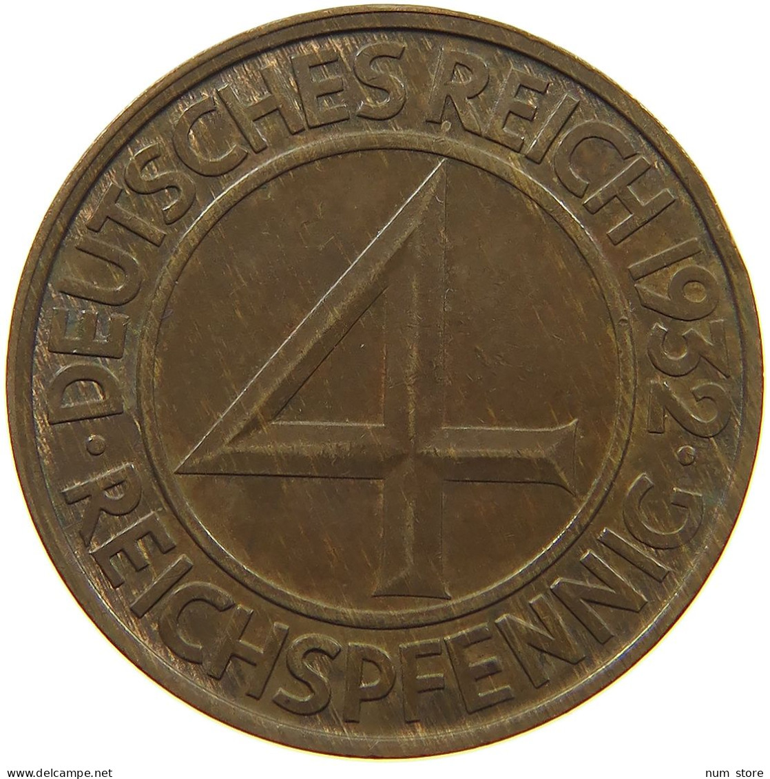 WEIMARER REPUBLIK 4 PFENNIG 1932 D  #MA 021767 - 4 Reichspfennig