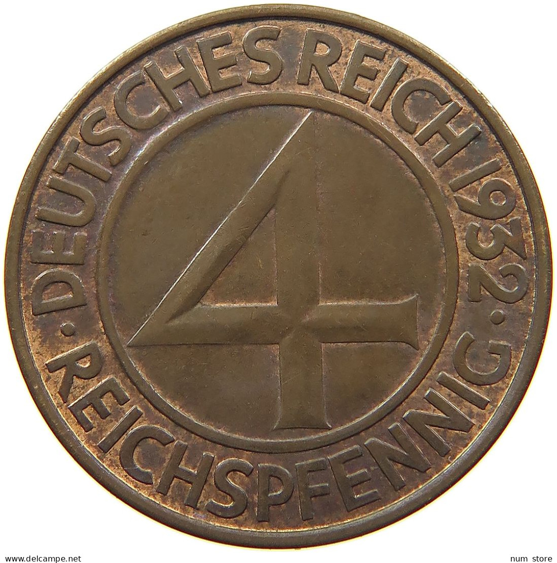 WEIMARER REPUBLIK 4 PFENNIG 1932 D  #MA 099907 - 4 Reichspfennig