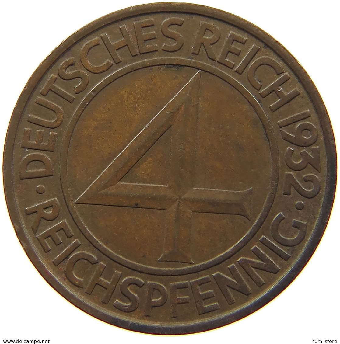 WEIMARER REPUBLIK 4 PFENNIG 1932 A  #MA 021766 - 4 Reichspfennig