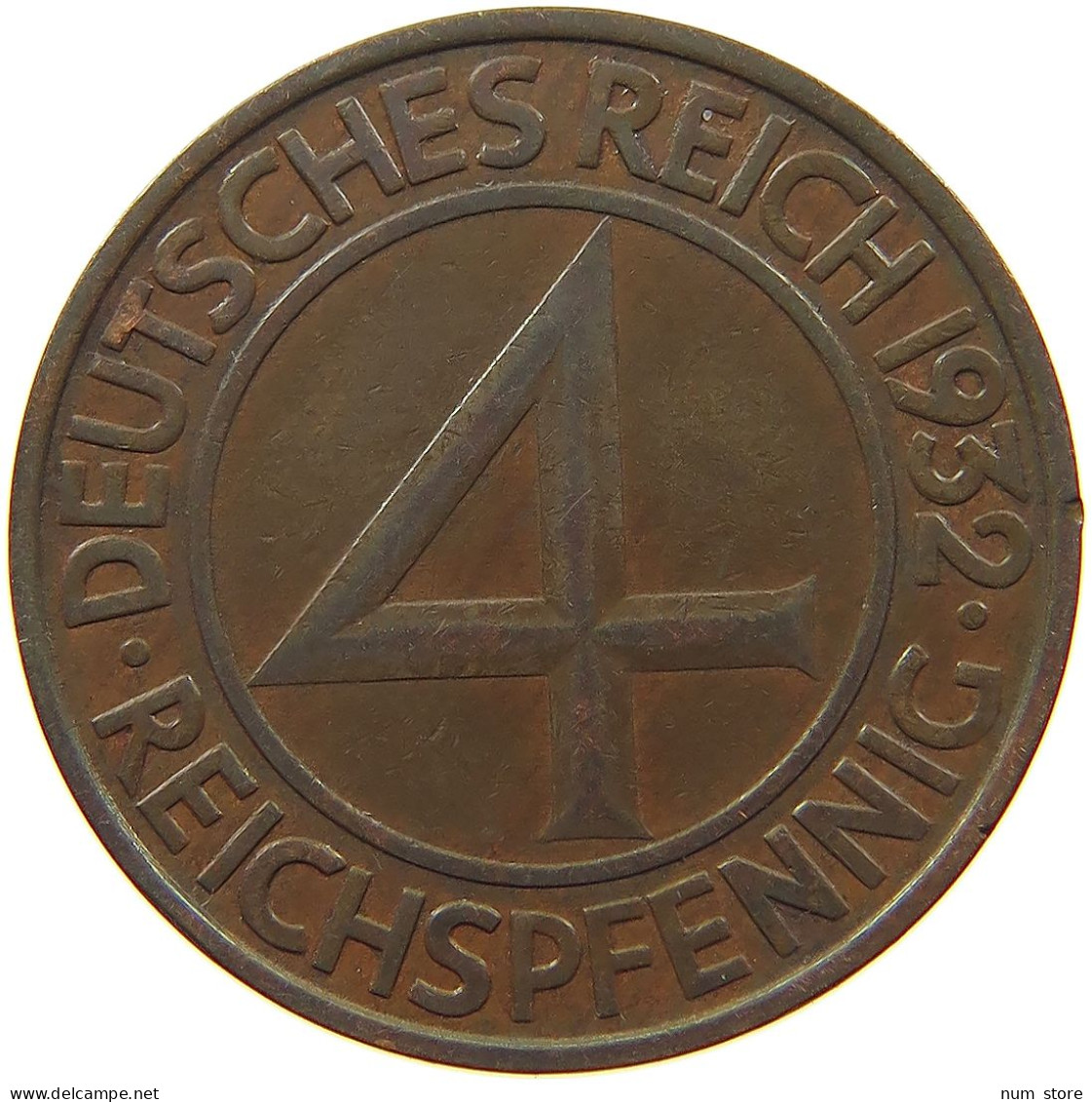 WEIMARER REPUBLIK 4 PFENNIG 1932 A  #MA 099908 - 4 Reichspfennig