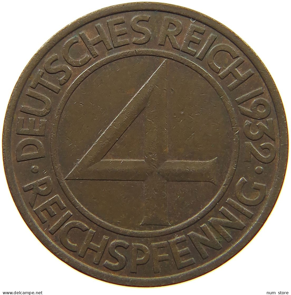 WEIMARER REPUBLIK 4 PFENNIG 1932 A  #MA 021765 - 4 Reichspfennig