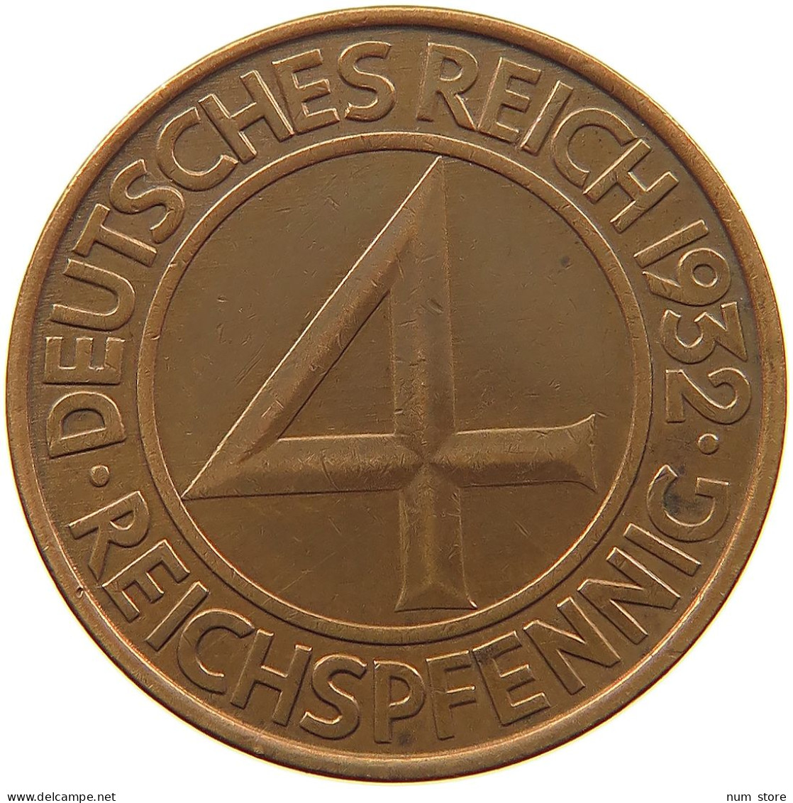 WEIMARER REPUBLIK 4 PFENNIG 1932 A  #MA 099916 - 4 Reichspfennig