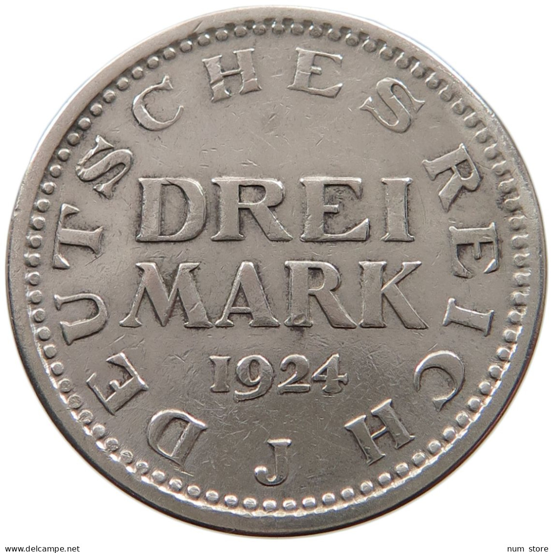 WEIMARER REPUBLIK 3 MARK 1924 J  #MA 002185 - 3 Mark & 3 Reichsmark