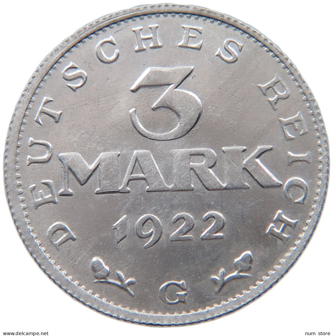 WEIMARER REPUBLIK 3 MARK 1922 G  #MA 098634 - 3 Marcos & 3 Reichsmark