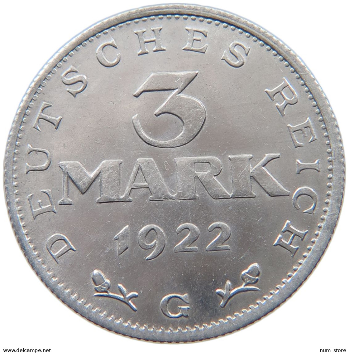 WEIMARER REPUBLIK 3 MARK 1922 G  #MA 098626 - 3 Marcos & 3 Reichsmark