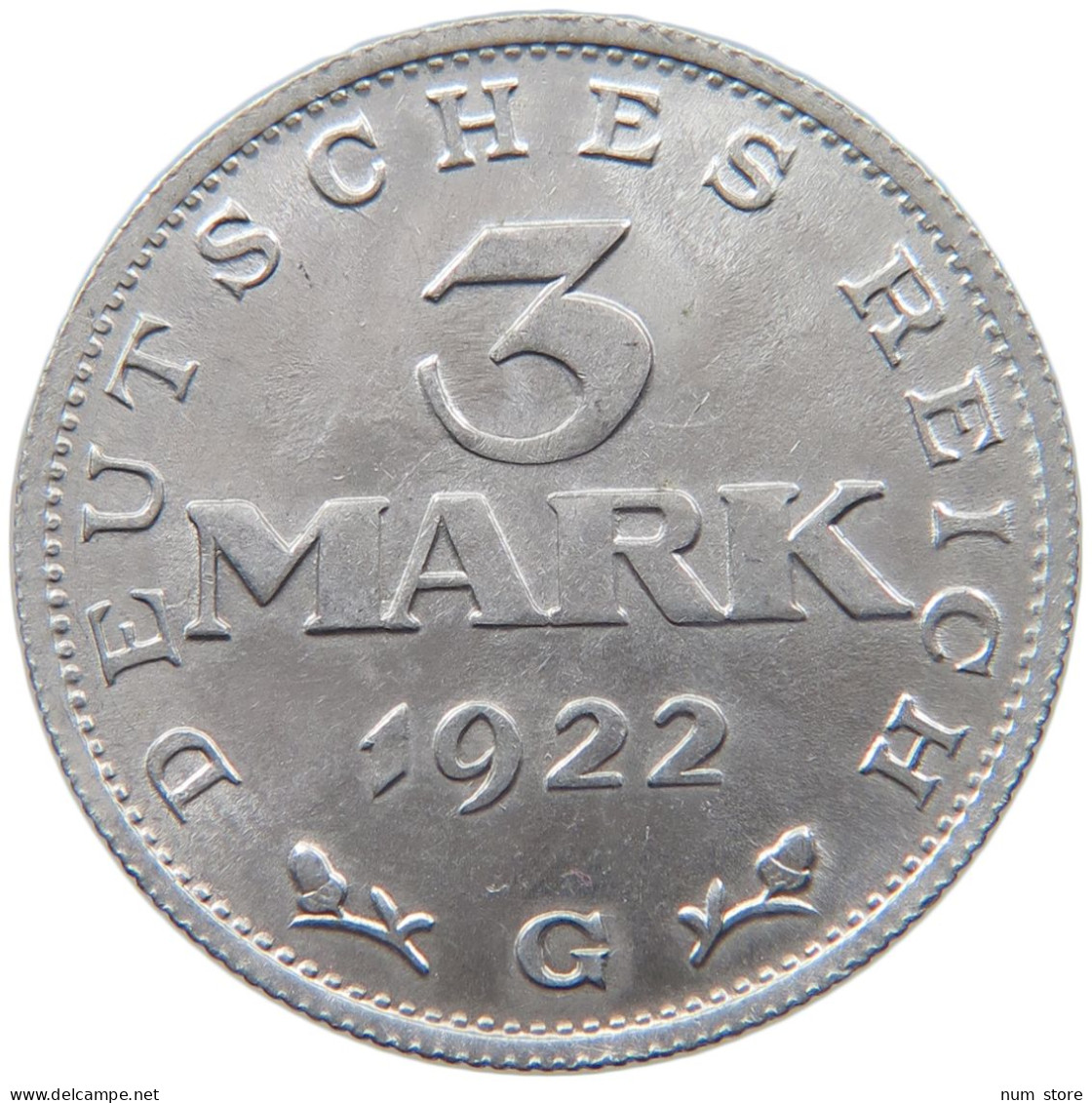 WEIMARER REPUBLIK 3 MARK 1922 G  #MA 098620 - 3 Marcos & 3 Reichsmark