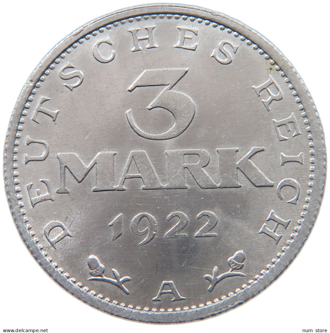 WEIMARER REPUBLIK 3 MARK 1922 A  #MA 098631 - 3 Marcos & 3 Reichsmark