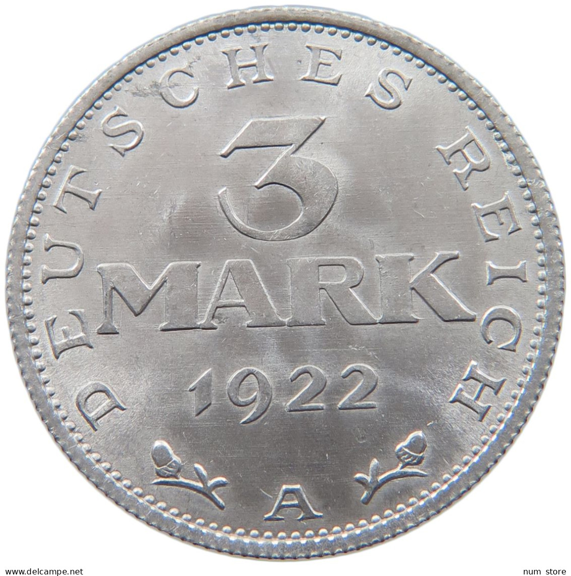 WEIMARER REPUBLIK 3 MARK 1922 A  #MA 098621 - 3 Marcos & 3 Reichsmark