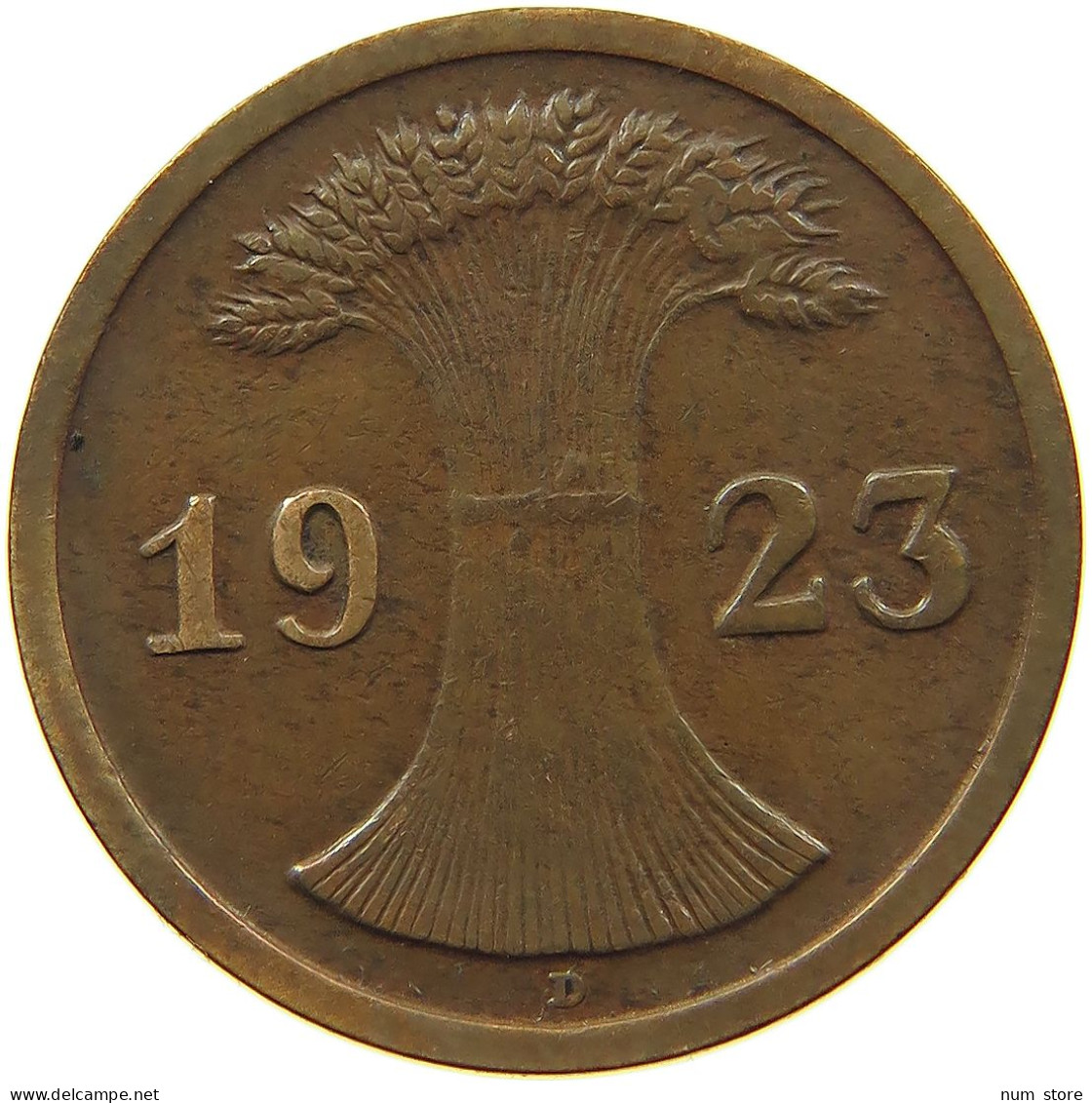 WEIMARER REPUBLIK 2 RENTENPFENNIG 1923 D  #MA 100031 - 2 Rentenpfennig & 2 Reichspfennig