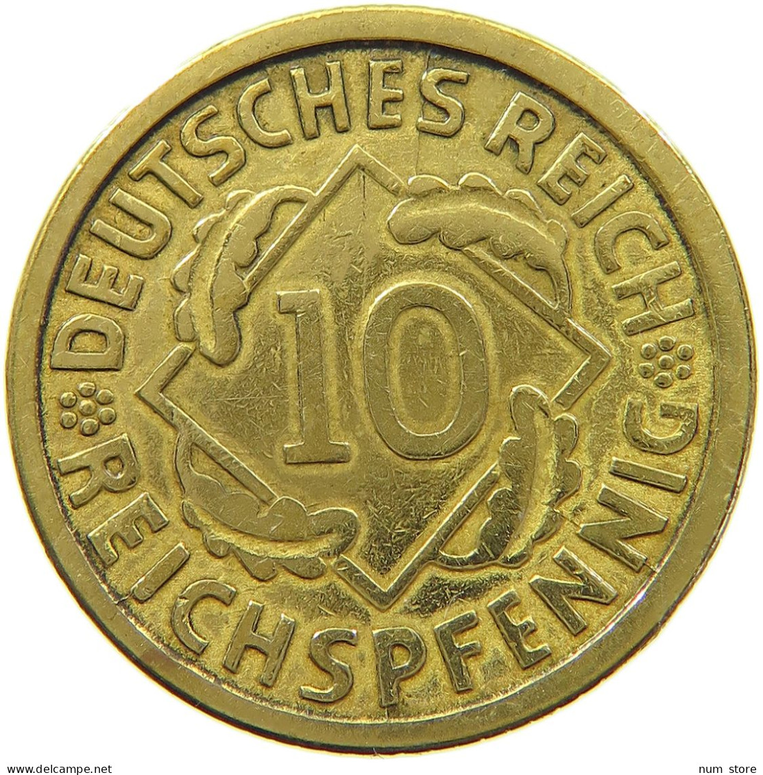 WEIMARER REPUBLIK 10 PFENNIG 1924 E  #MA 098938 - 10 Renten- & 10 Reichspfennig