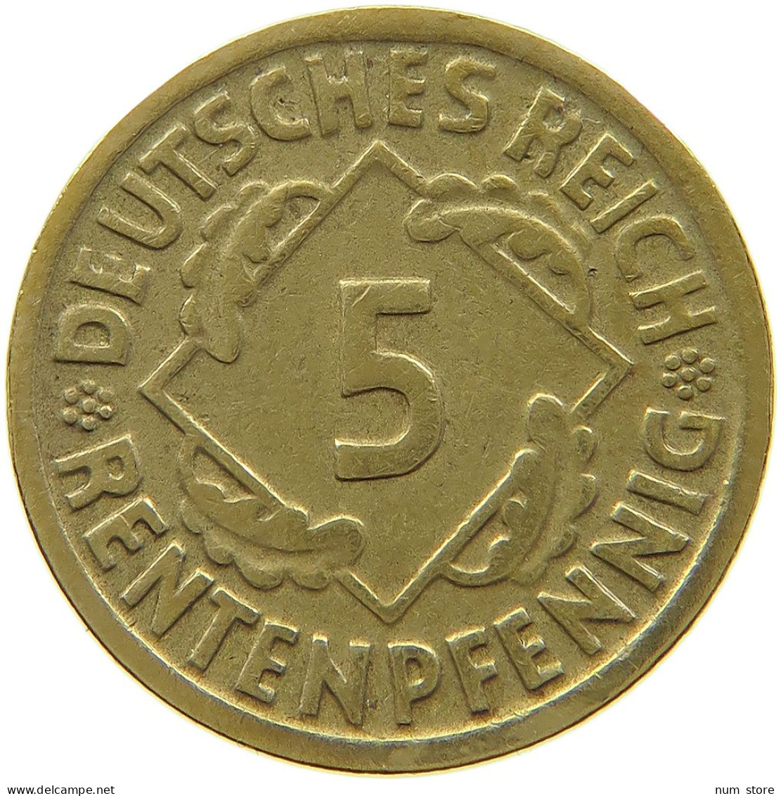 WEIMAR 5 RENTENPFENNIG 1924 D  #MA 068740 - 5 Rentenpfennig & 5 Reichspfennig