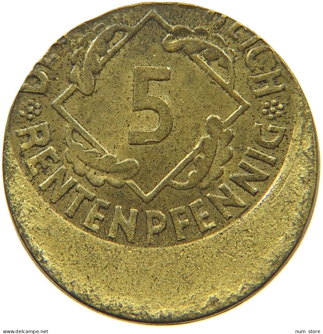 WEIMAR 5 PFENNIG 1924 WEIMAR - DEZENTRIERUNG FEHLPRÄGUNG VERPRÄGUNG 5 PFENNIG 1924 #MA 000303 - 5 Renten- & 5 Reichspfennig