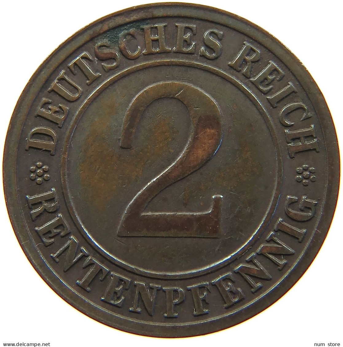 WEIMAR 2 RENTENPFENNIG 1923 D  #MA 067840 - 2 Rentenpfennig & 2 Reichspfennig