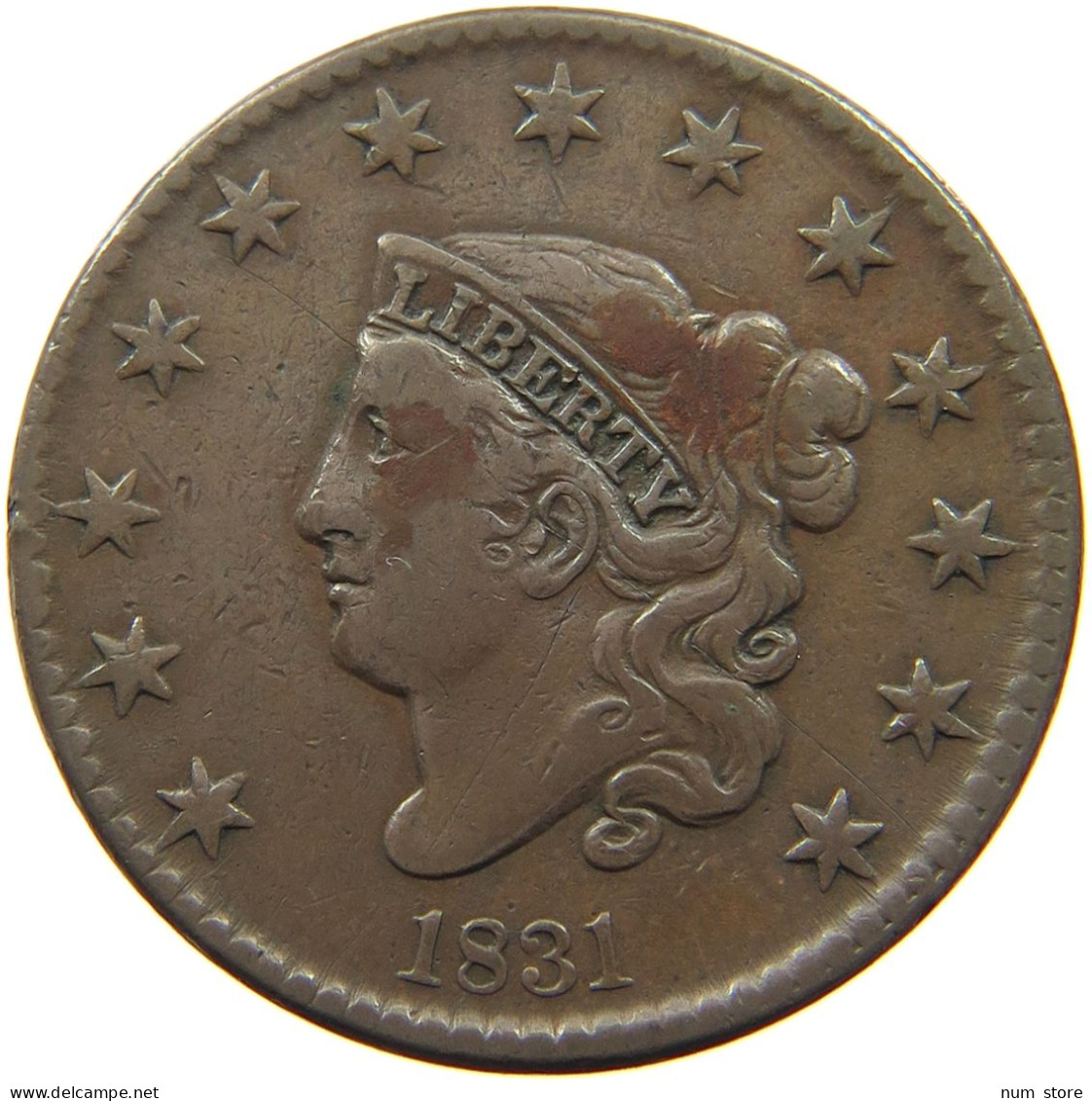 UNITED STATES OF AMERICA CENT 1831  #MA 004680 - 1816-1839: Coronet Head (Testa Coronata