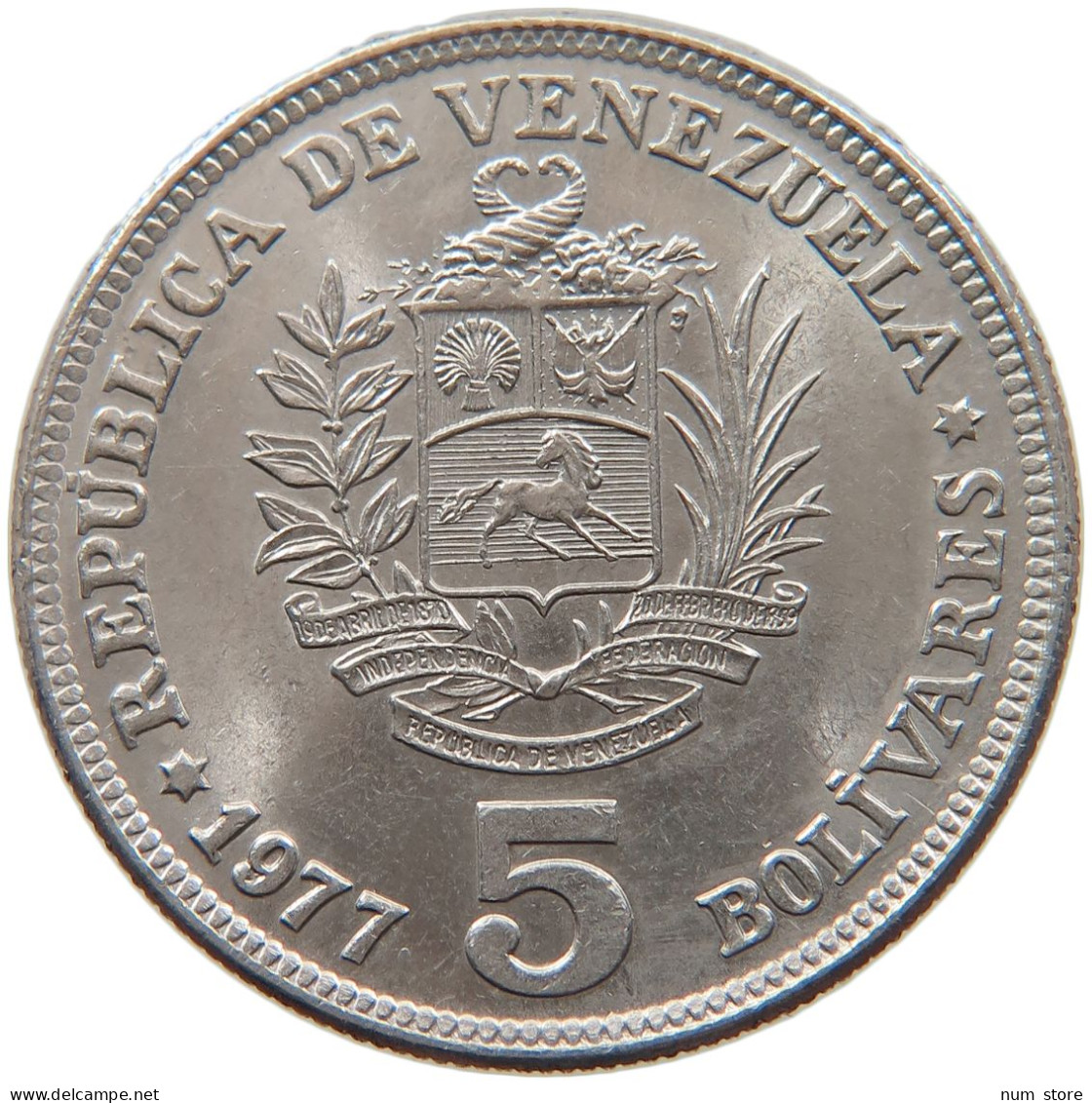 VENEZUELA 5 BOLIVARES 1977  #MA 067539 - Venezuela