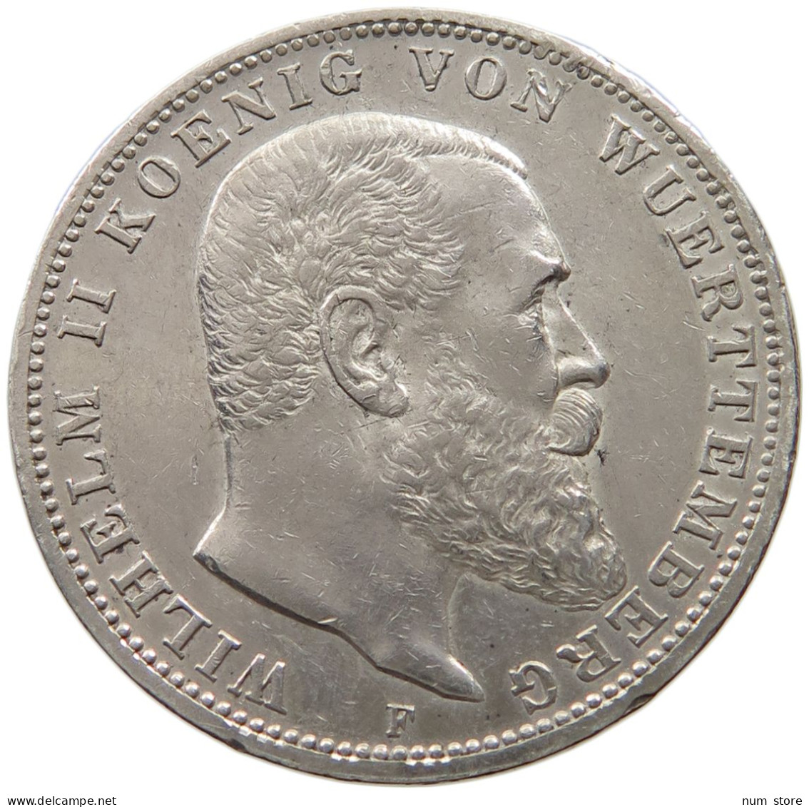 WÜRTTEMBERG 3 MARK 1912 F WILHELM II. 1891-1918. #MA 005941 - 2, 3 & 5 Mark Plata