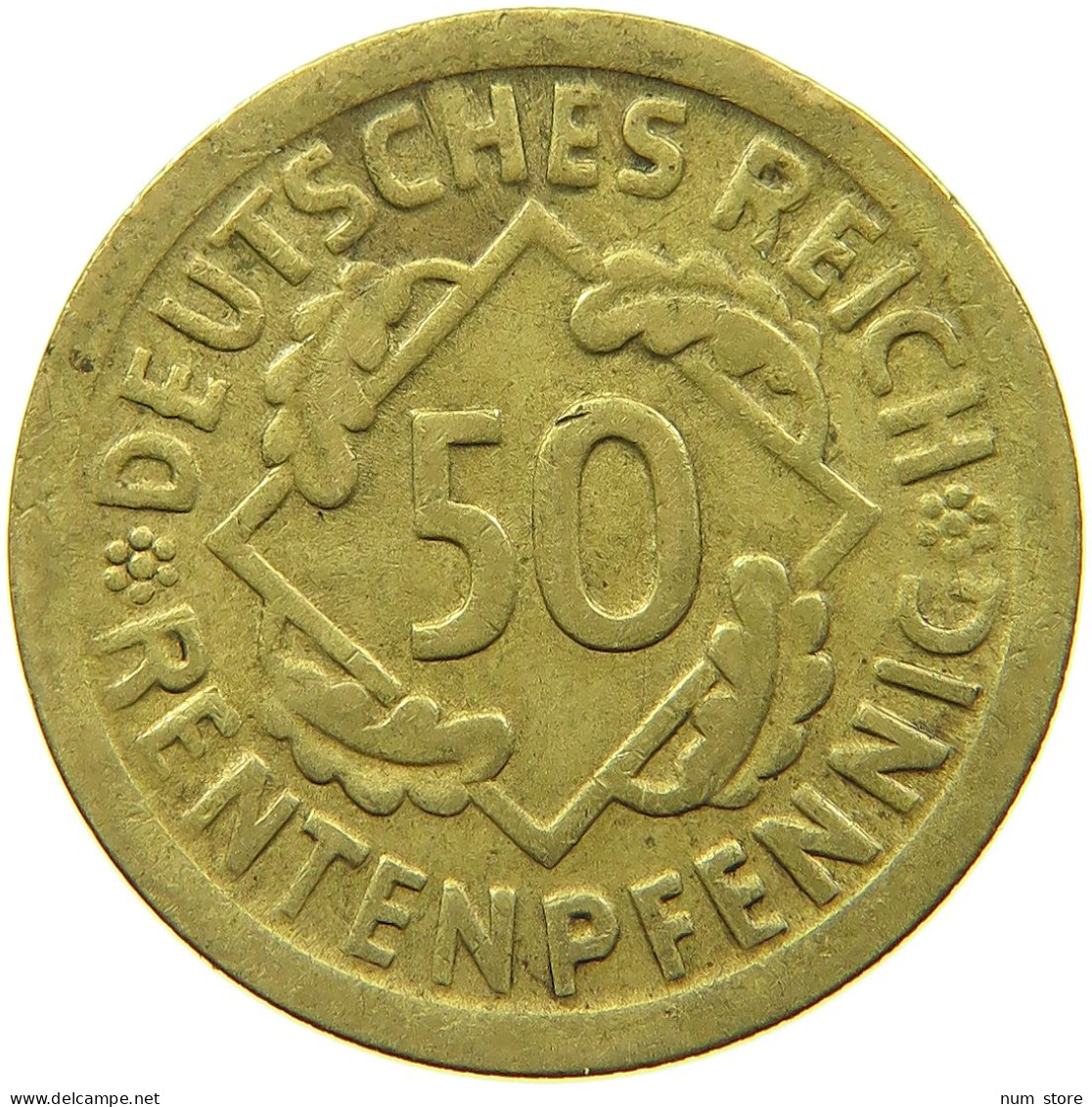 WEIMARER REPUBLIK 50 RENTENPFENNIG 1924 D  #MA 099214 - 50 Renten- & 50 Reichspfennig