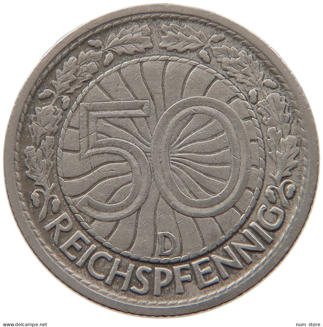 WEIMARER REPUBLIK 50 REICHSPFENNIG 1928 D  #MA 099485 - 50 Renten- & 50 Reichspfennig