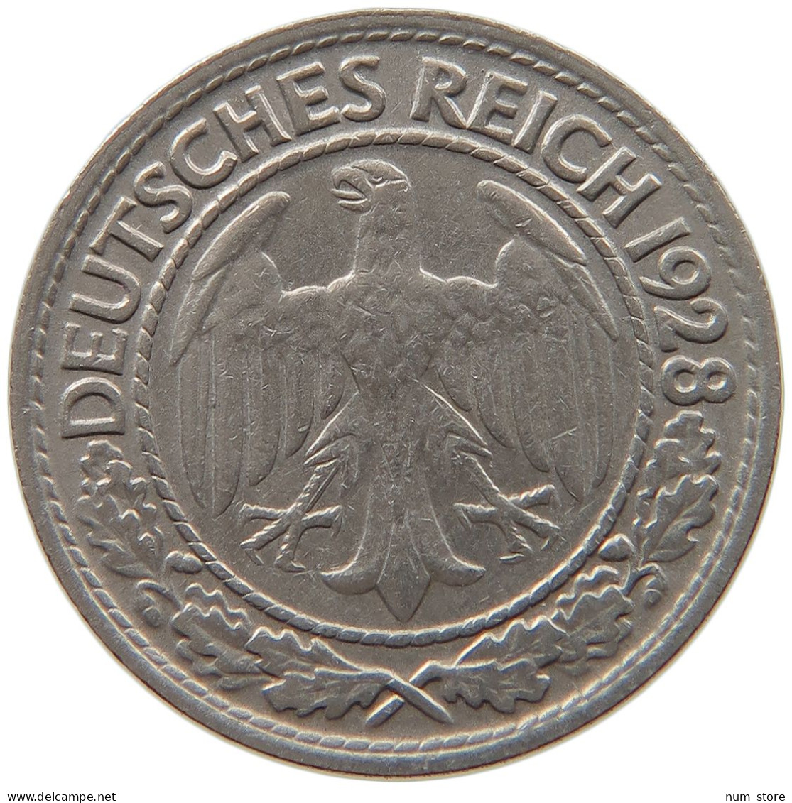 WEIMARER REPUBLIK 50 REICHSPFENNIG 1928 D  #MA 099460 - 50 Renten- & 50 Reichspfennig