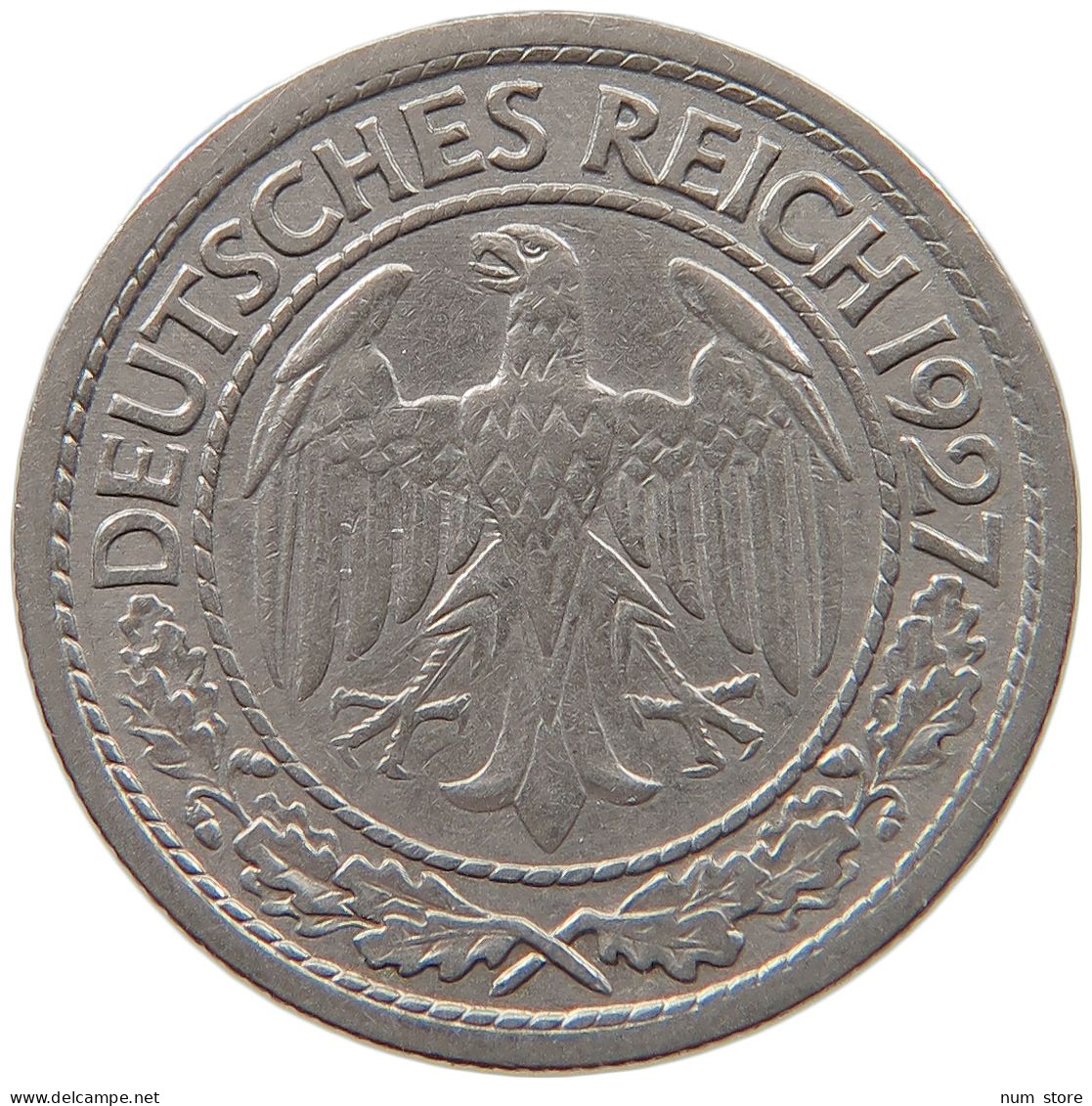 WEIMARER REPUBLIK 50 REICHSPFENNIG 1927 A  #MA 099455 - 50 Renten- & 50 Reichspfennig