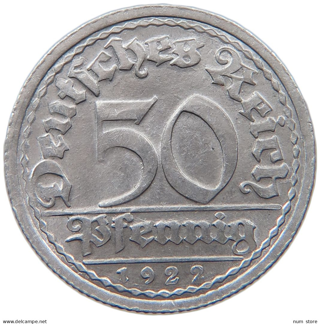 WEIMARER REPUBLIK 50 PFENNIG 1922 G  #MA 098839 - 50 Renten- & 50 Reichspfennig