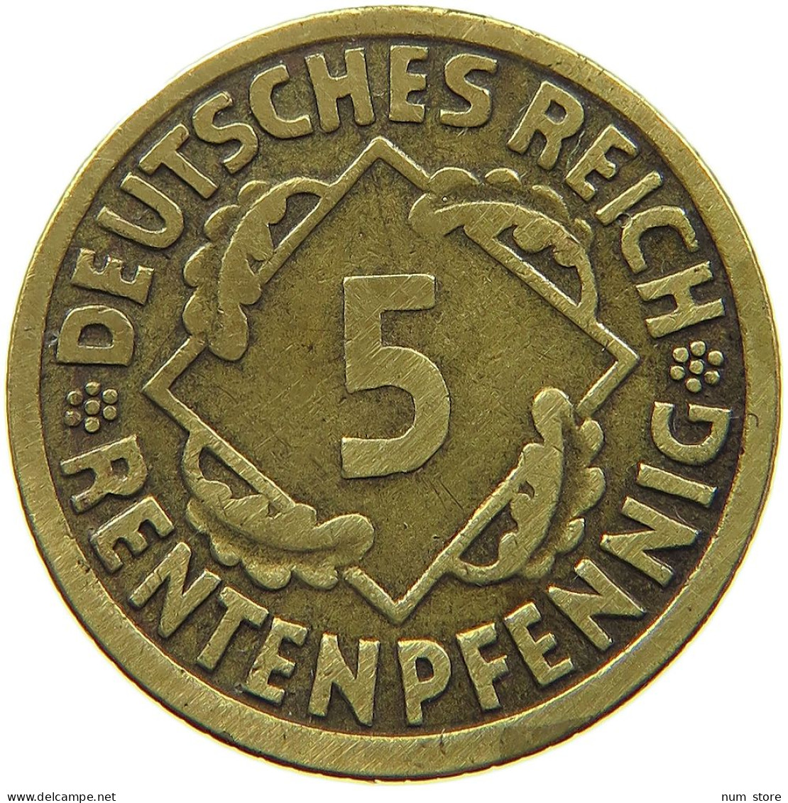 WEIMARER REPUBLIK 5 RENTENPFENNIG 1924 F  #MA 099010 - 5 Rentenpfennig & 5 Reichspfennig